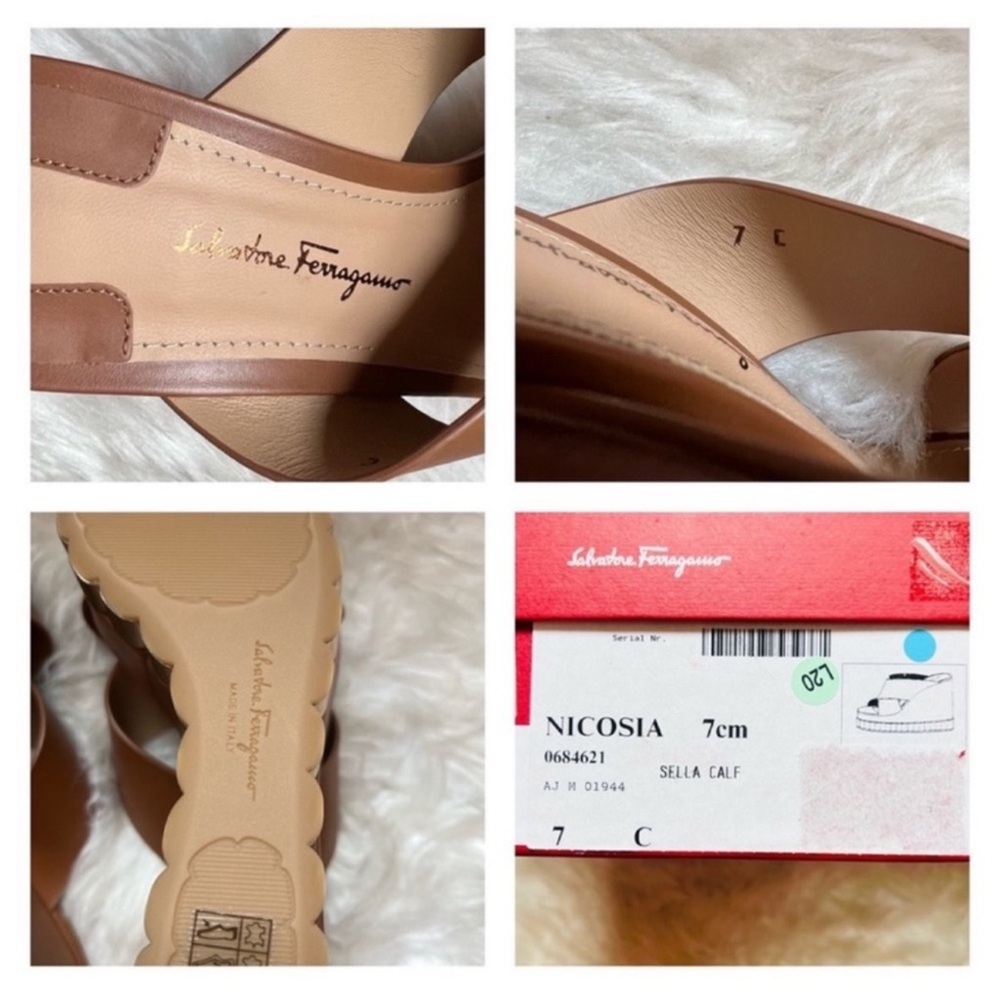 New! Salvatore Ferragamo Nicosia Wedge Platform Sandals in Brown Leather - Picture 14 of 14